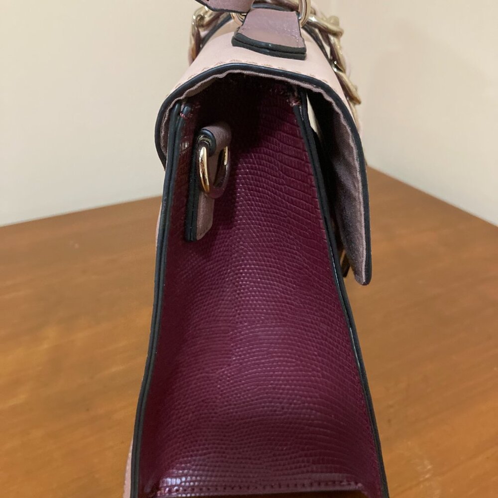Apt 9 Handbag Purse Satchel Burgundy Pink Beige - Picture 6 of 9